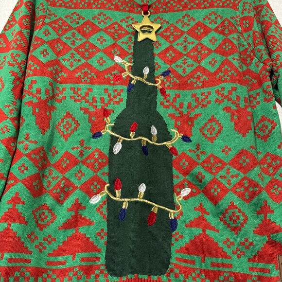TIPSY ELVES Bottle Opener Ugly Christmas Sweater Men’s M Red Green Holiday - Picture 3 of 9